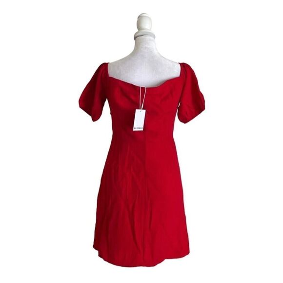 Walter Baker Odette Ruched Crepe Off Shoulder Mini Dress Designer Red NWT US 4 - Picture 6 of 13